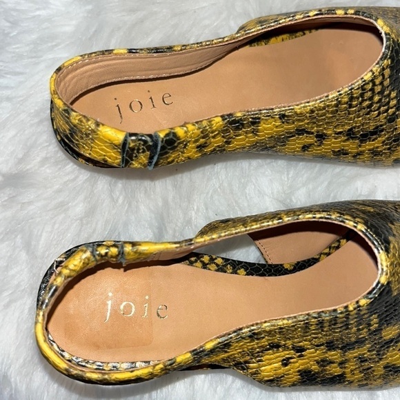 JOIE Rines mustard yellow/ black snakeskin print slingback pointed heel sz 38.5 - Picture 8 of 14